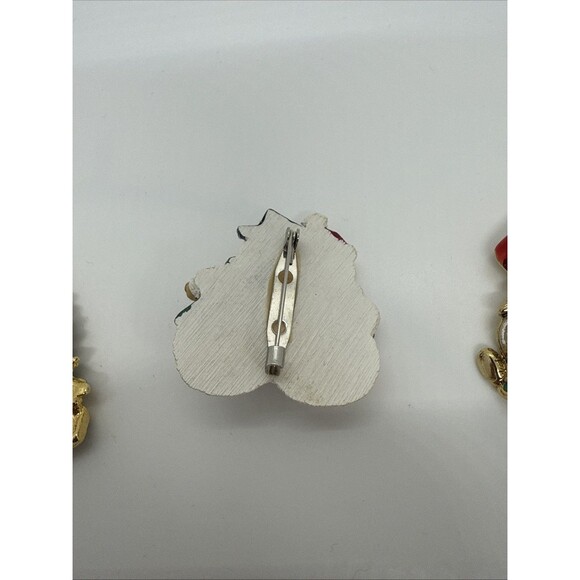 Lot of 3 Brooch Christmas Holiday Enamel Rhinestones Teddy Bear Snowman - Picture 5 of 7